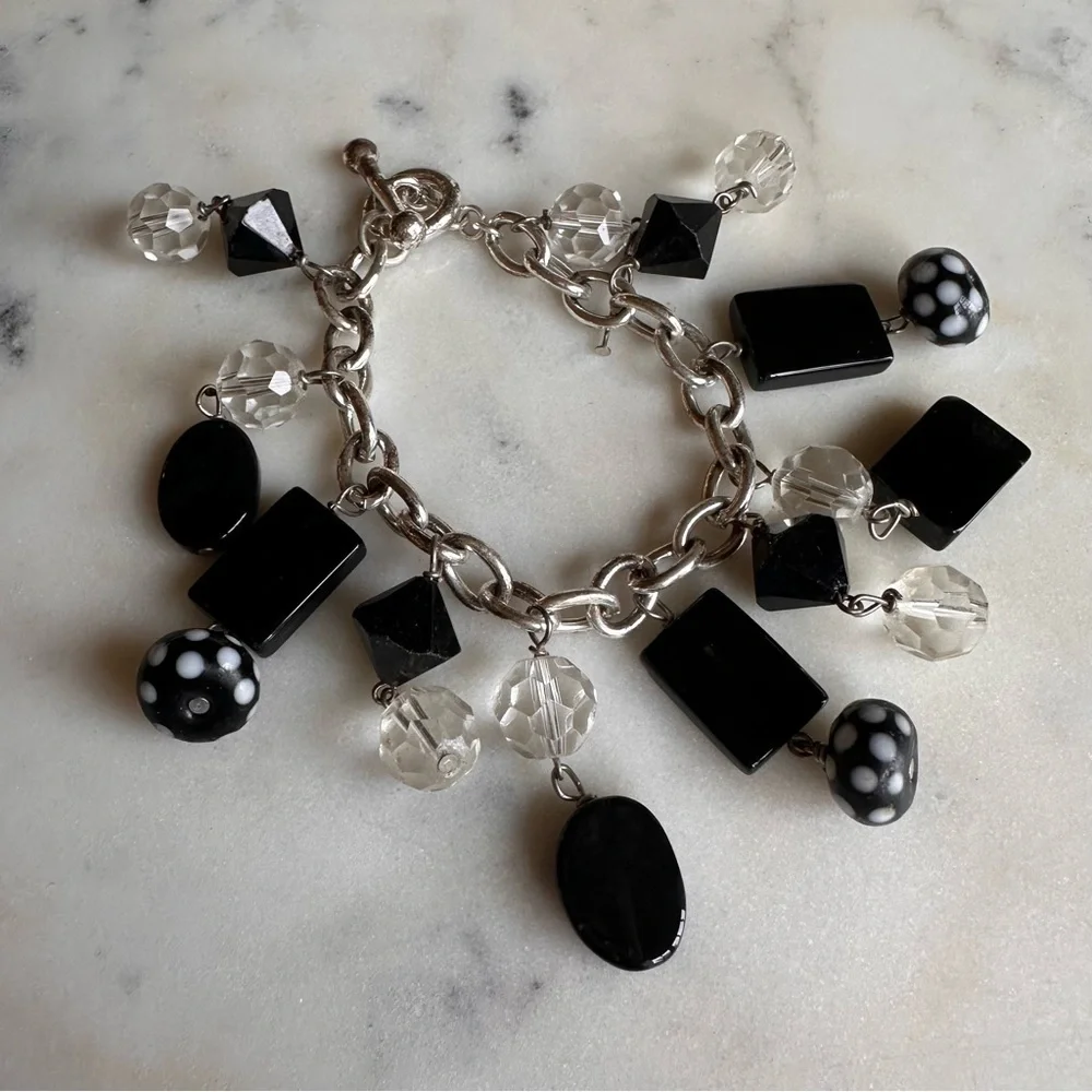 Silver Metal Toggle Beaded Bracelet